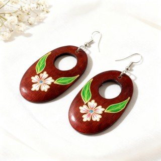 Hot Sale Painting Wood Earrings Handmade Design